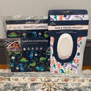 Itzy Ritzy Dinosaur Snack Happens & Travel Wipe Case